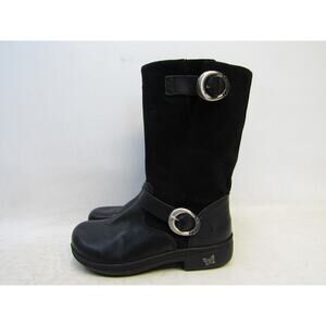 ALEGRIA Womens Size 38 EUR Black Leather Suede Zip Buckle Fashion Boots